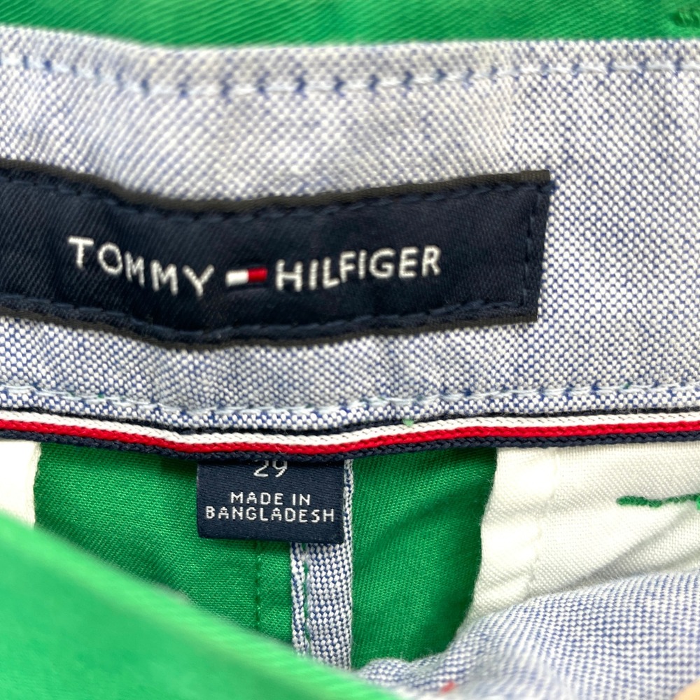 Tommy Hilfiger Mens Side Stripe Green Chino Shorts Size 29 Nautical Preppy - Picture 2 of 10